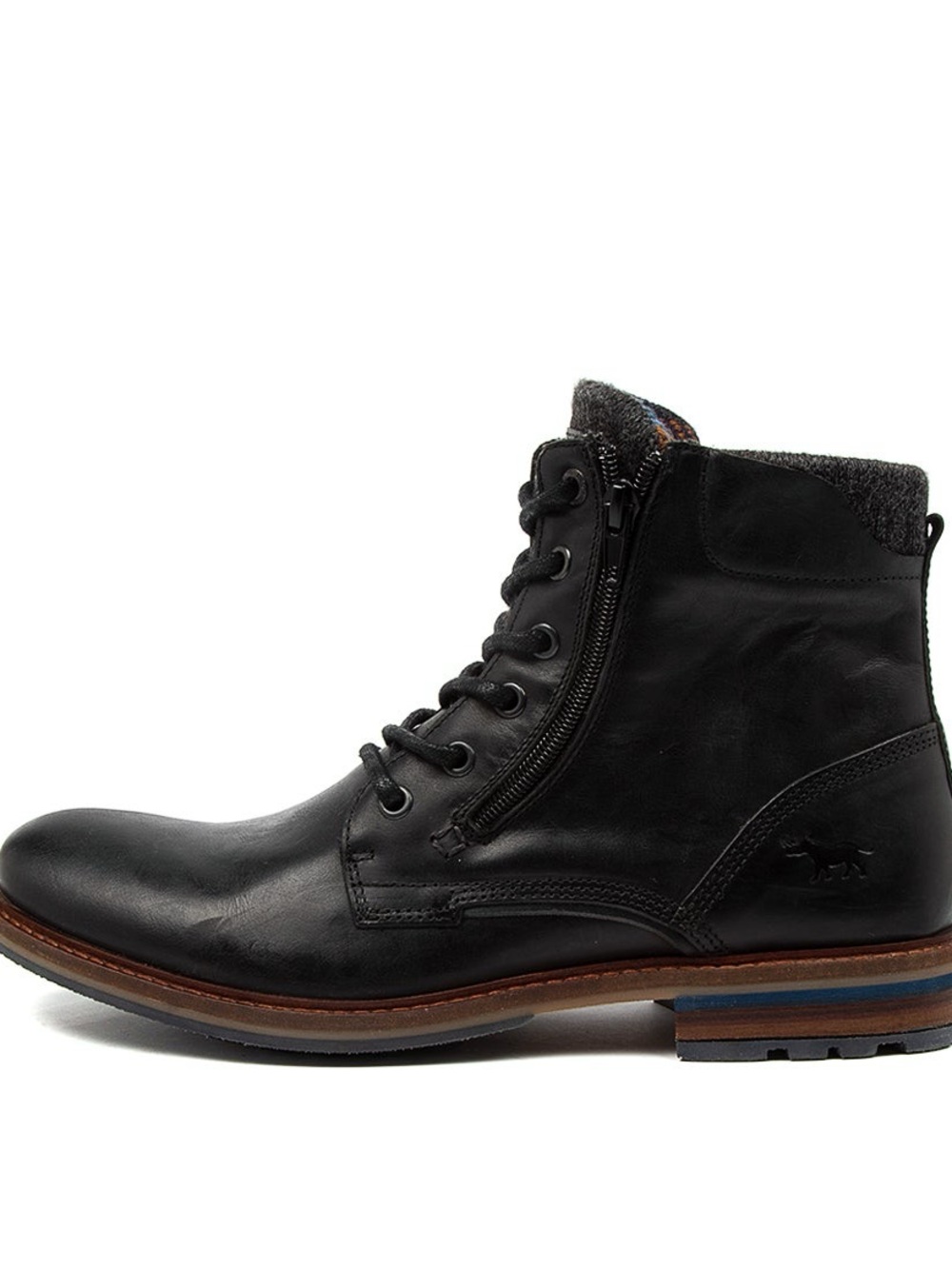 Men's Black Leather Lace-Up Boot with Side Zip Steve Madden Size 10